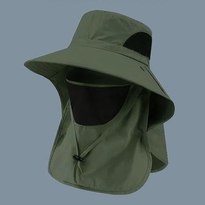 UV Protection Summer Sun Hat For Men & Women Fishing, Hunting, Hiking & Camping Bucket Hat With Neck Flap army Green