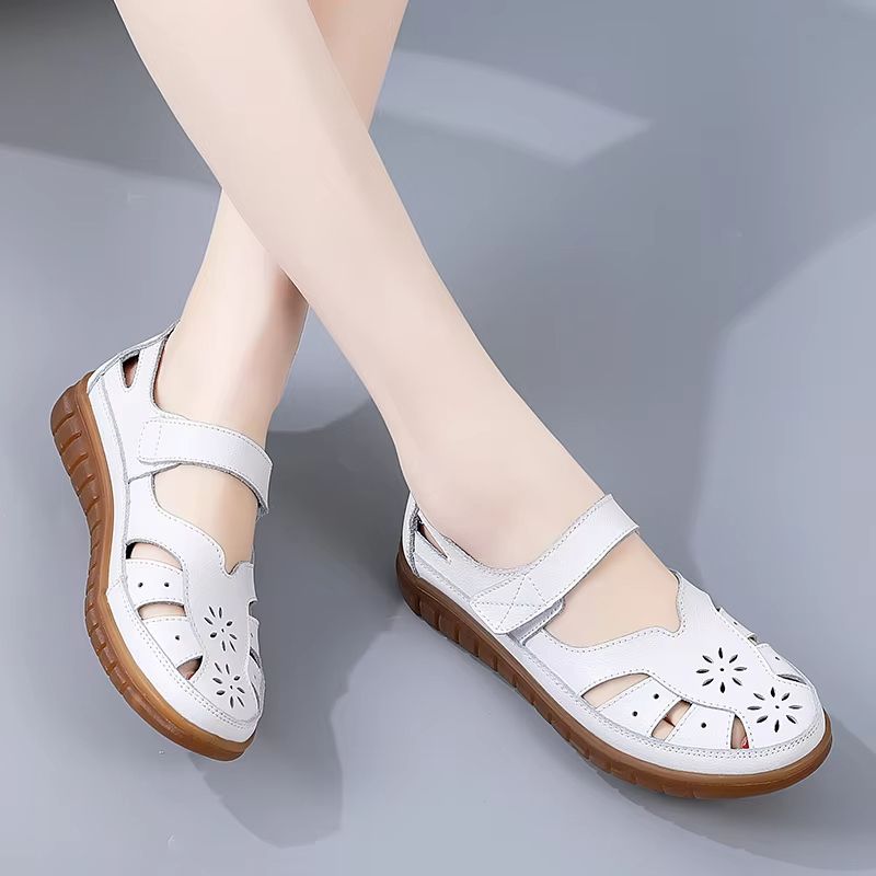 Women Breathable Leather Roman Sandals Non Slip Casual Summer Shoes For Everyday Comfort black 10