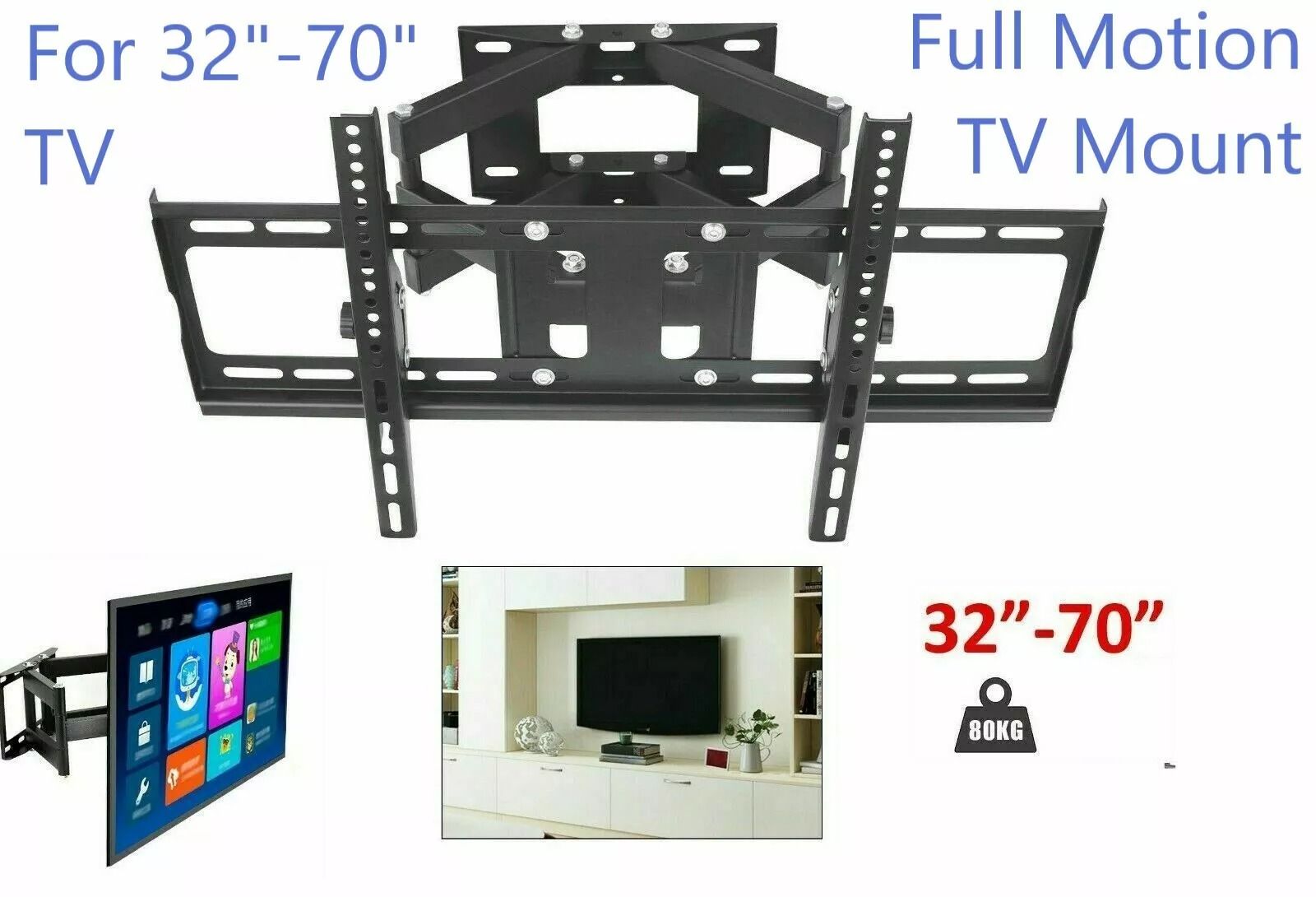 Fixed Tilt Full Motion TV Wall Mount Bracket Fits 10 70 Inch TVs Universal VESA Compatible For Upto 70 Inch Screens fit For 32 70 Inch
