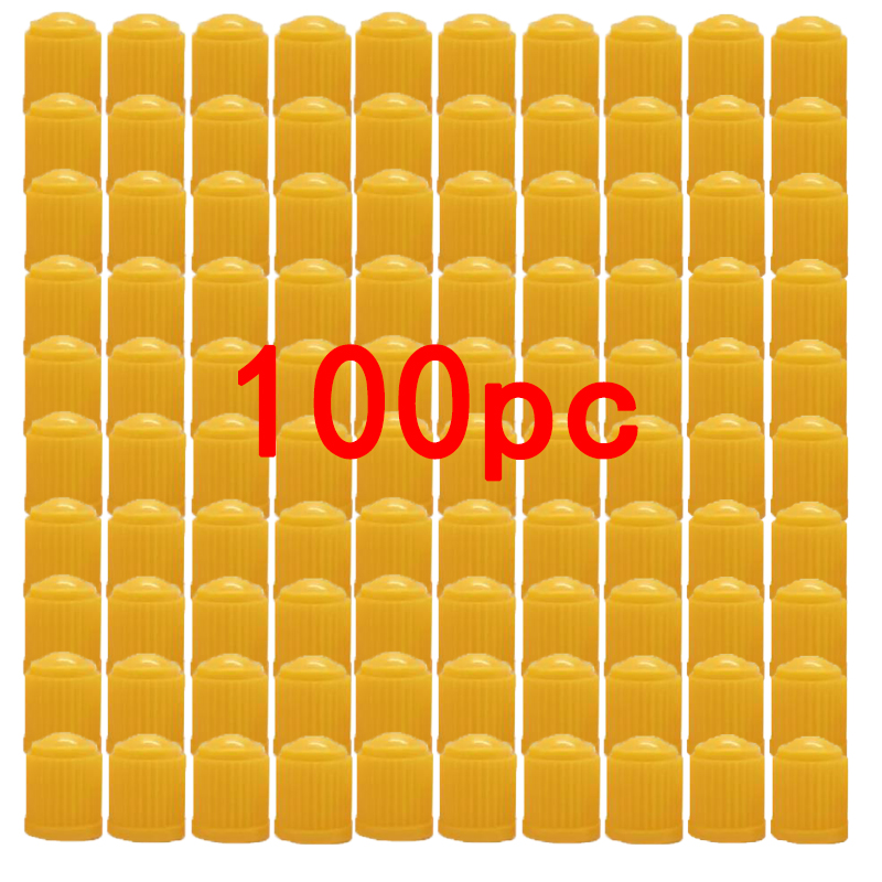 Premium Tire Valve Dust Caps Durable Stem Covers For Car, Bike, Truck & Motorcycle Wheels 100pcs Yellow