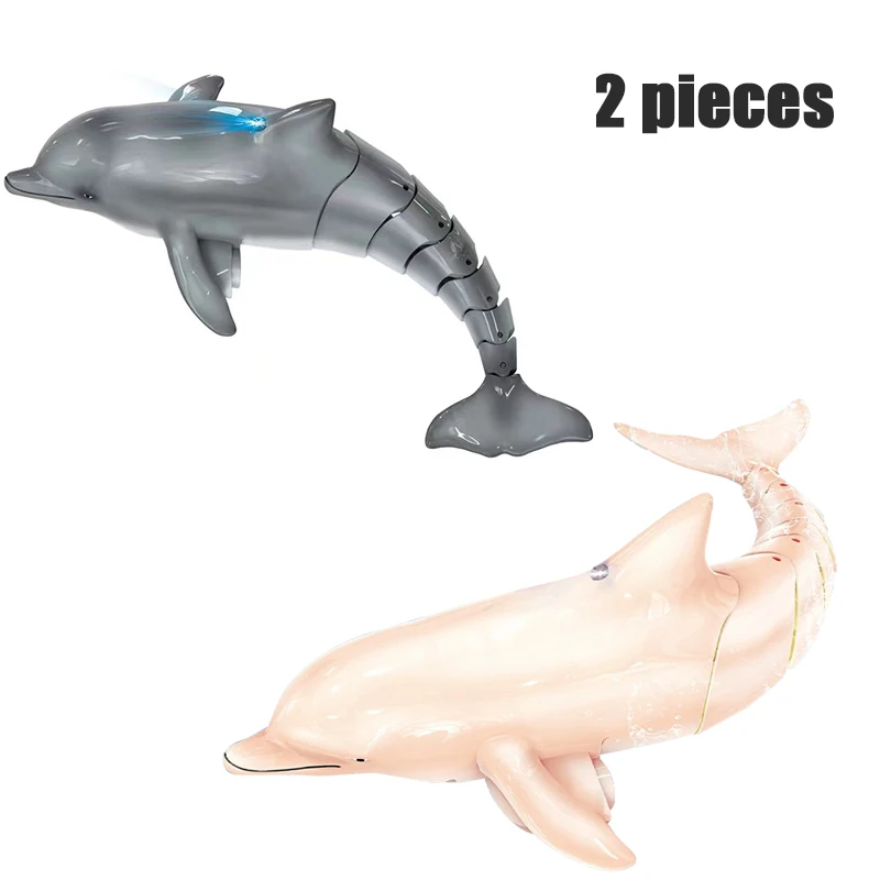 Remote Control Dolphin Toy With LED Light 2.4G Electric Water Toy For Kids, Gift For Boys & Girls 2pieces
