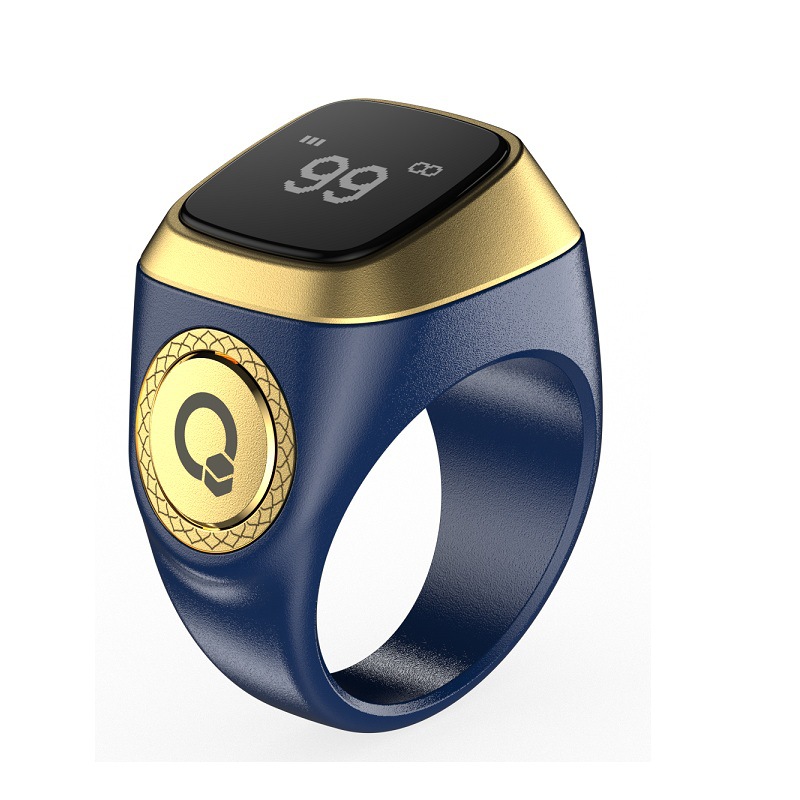 Waterproof Praise Tally Ring, Smart Digital Counter For Zikr & Muslim Prayer Time blue 20