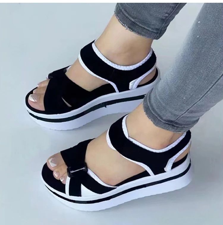 Lightweight Outdoor Platform Sandals For Casual & Beach Wear black 37