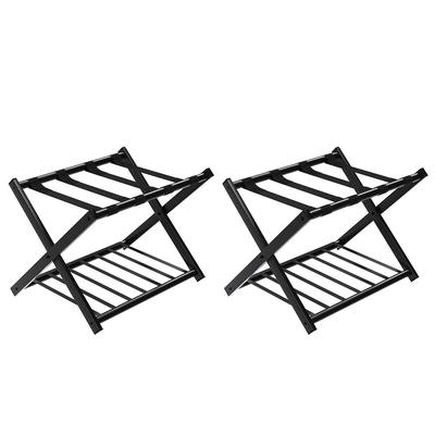 Folding Metal Luggage Rack Set, Durable Suitcase Stand With Storage Shelf, Portable Guest Room Organizer For Travel Folding Metal Luggage Rack Set, Durable Suitcase Stand With Storage Shelf, Portable Guest Room Organizer For Travel