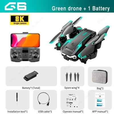 5G GPS Drone With Obstacle Avoidance And 8K Dual Camera For Aerial Photography And Video green Single 8k 1b