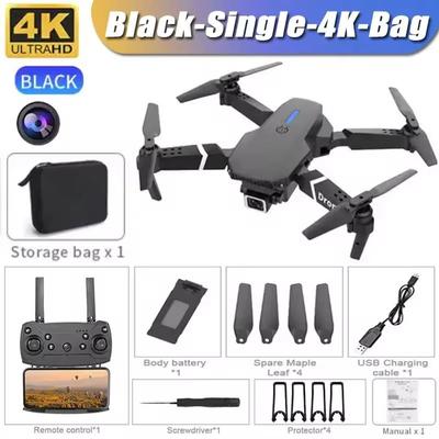 E88 Foldable Drone With Wide Angle HD Camera And WiFi FPV Control black Single 4k Bag