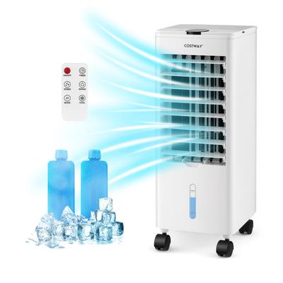 Portable Evaporative Air Cooler With Remote For Home & Office, Tower Fan Humidifier With Ice Cooling Packs, Dual Tank Portable Evaporative Air Cooler With Remote For Home & Office, Tower Fan Humidifier With Ice Cooling Packs, Dual Tank