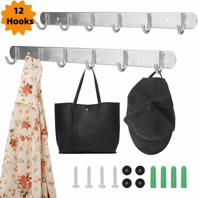 Wall Mounted Coat Hook Rack, Chrome Hat, Key, Scarf, Bag Hanger Organizer Wall Mounted Coat Hook Rack, Chrome Hat, Key, Scarf, Bag Hanger Organizer