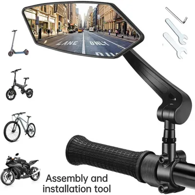 Adjustable Rotatable Bike Rear View Mirror Reflector, Clear Rearview Handlebar Mirror For Bicycle, Electric Scooter 1pc Left