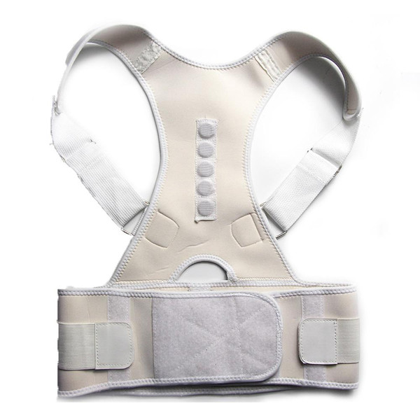 Magnetic Therapy Posture Corrector Adjustable Back Brace For Pain Relief | Ideal Health Gift White L