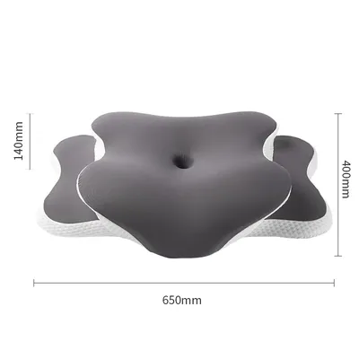 Ice Silk Pillowcase Ergonomic Cervical Pillow, Memory Foam Pillow Neck Pain Relief Comes Adjustable, Home For Back Side gray