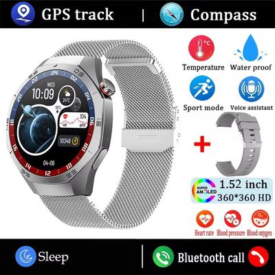Huawei GT5 Pro Smart Watch For Men AMOLED Display, GPS, Bluetooth Calling & Waterproof Fitness Tracker (2025 Edition) mesh Belt Silvery