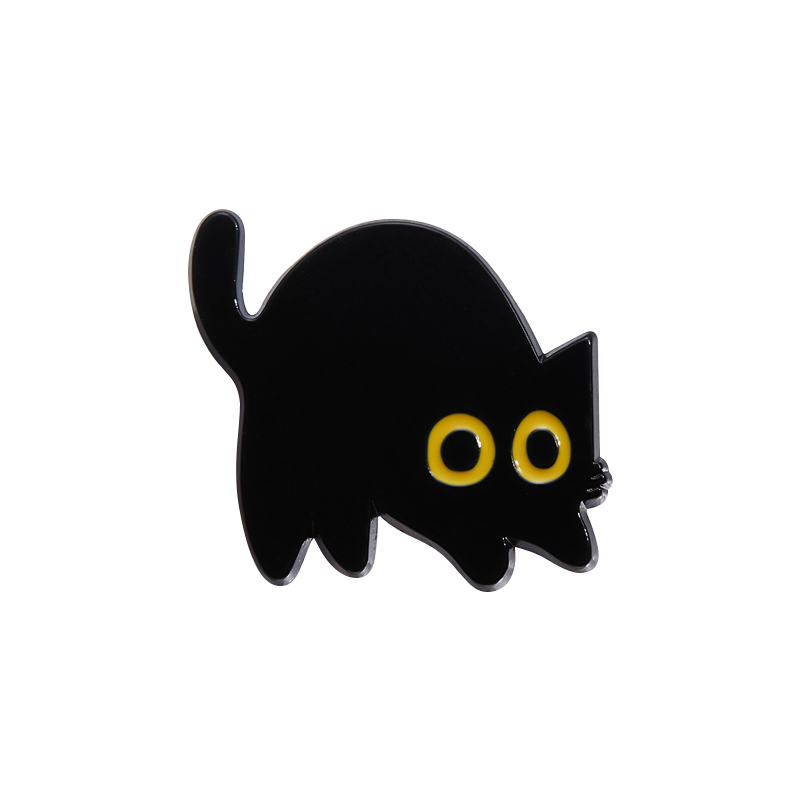 Black Cat Cinderella Brooch, Cute Metal Badge With Big Eyes, Geometric Baked Paint Accessories For Bags & Clothes cat 4