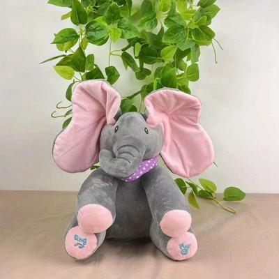 Cute Singing Elephant Stuffed Animal Toy, Interactive Plush For Baby Gifts & Peekaboo Play pink