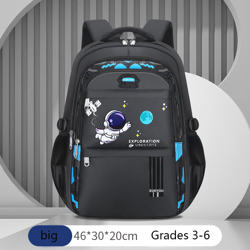 Children School Bags Kids Backpack For Boys Astronaut Theme, Waterproof Primary Book Bag, Back To School Gift big black
