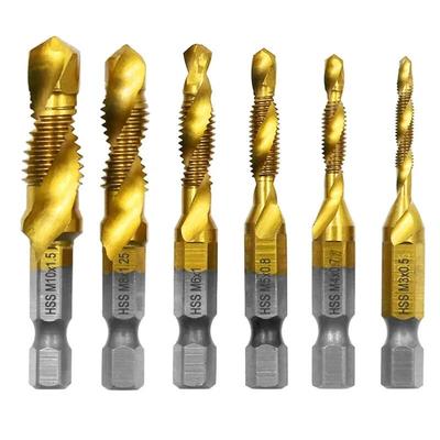 Titanium Plated Tap Drill & Chamfer Tool Kit, High Speed Steel Composite Drill Bits For Metal, Wood, And Machining Titanium Plated Tap Drill & Chamfer Tool Kit, High Speed Steel Composite Drill Bits For Metal, Wood, And Machining