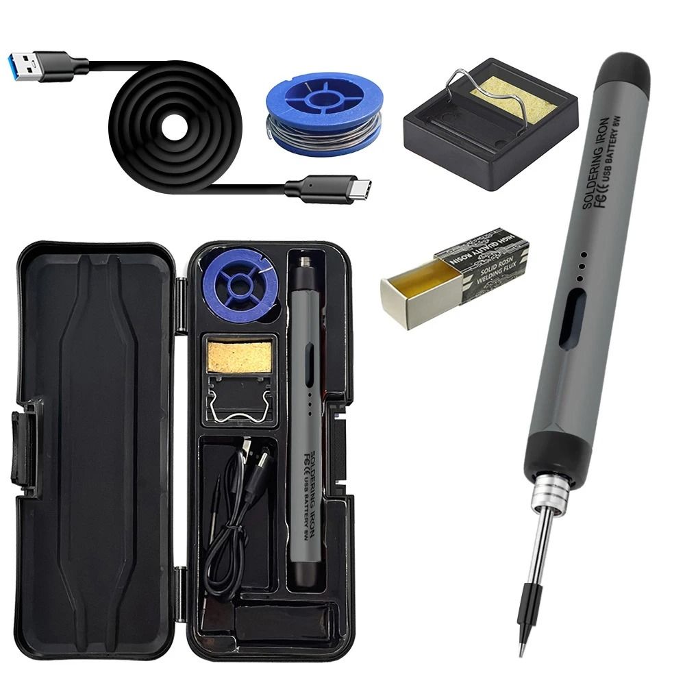Portable Wireless USB Soldering Iron Kit USB Powered Soldering Tool gray
