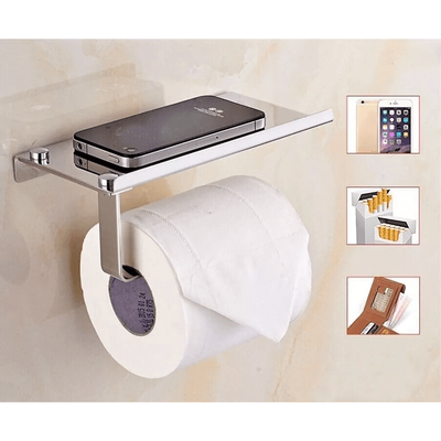 Wall Mounted Toilet Paper Holder With Phone Shelf, Bathroom Storage Rack Wall Mounted Toilet Paper Holder With Phone Shelf, Bathroom Storage Rack