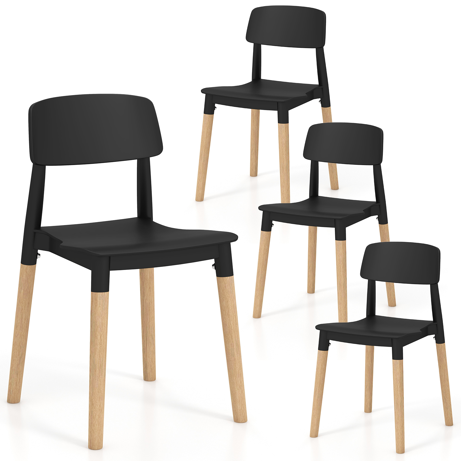 Modern Dining Side Chairs Set With Ergonomic Backrest, Beech Wood Legs, Armless Design For Dining Room, Living Room Modern Dining Side Chairs Set With Ergonomic Backrest, Beech Wood Legs, Armless Design For Dining Room, Living Room
