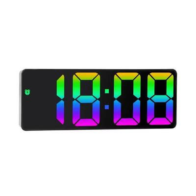 LED Voice Control Digital Alarm Clock With Color Display And Night Mode black Acrylic C