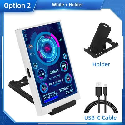 3.5" Type C IPS USB Secondary Display Real Time PC Monitor For CPU, GPU, RAM, And HDD Usage white