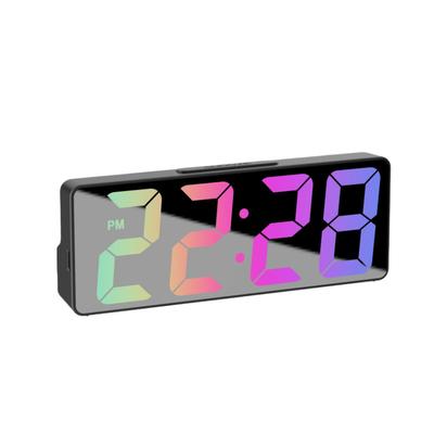 Modern Digital Clock,LED Display With Date Temperature, Auto Dim Feature,Snooze Function,Desktop Electronic Clock multicolor Black