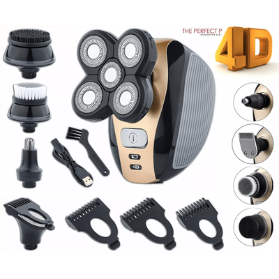 Mens Rotary Electric Shaver 5 in 1 Rechargeable Bald Head Razor With Beard Trimmer, Nose Clipper & Facial Brush Kit Mens Rotary Electric Shaver 5 in 1 Rechargeable Bald Head Razor With Beard Trimmer, Nose Clipper & Facial Brush Kit