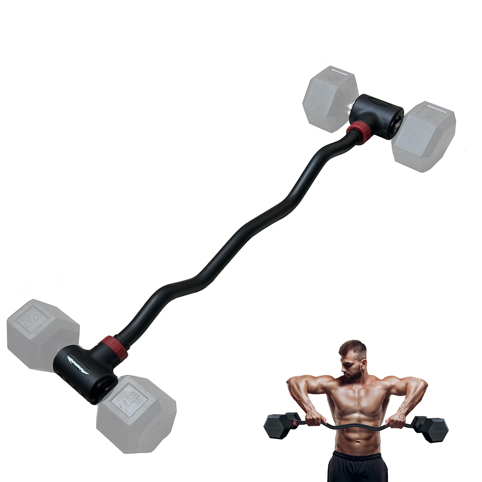 Adjustable Dumbbell Converter To Barbell Set Heavy Duty Weightlifting Bar crimp Style