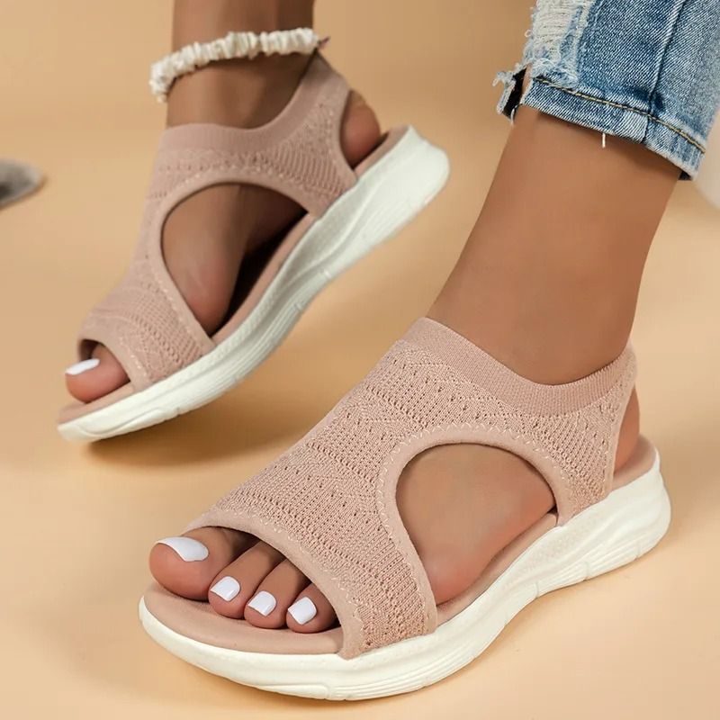 Mesh Platform Wedge Sandals For Women 10.5 gray