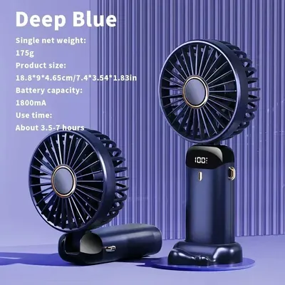 Portable Air Conditioner Fan Rechargeable Electric Neck Fan For Home, Office & Travel USB Powered Mini Cooler blue