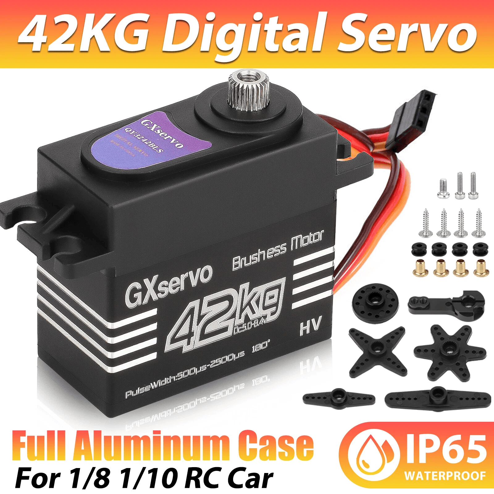 42KG Metal Gear Waterproof Digital Servo High Torque & Speed Brushless Motor For 1 8 1 10 RC Car Truck Boat Robot 42KG Metal Gear Waterproof Digital Servo High Torque & Speed Brushless Motor For 1 8 1 10 RC Car Truck Boat Robot