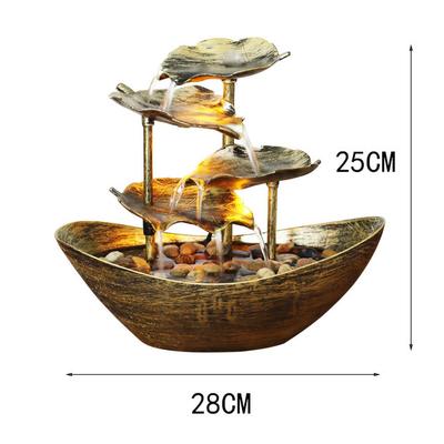 4 Tier Lotus Leaf Tabletop Water Fountain, USB Indoor Small Waterfall Fountain With Automatic Pump & LED Light For Home gold