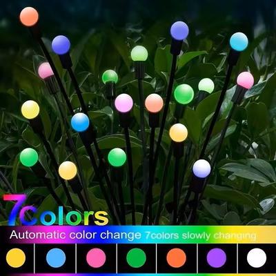 Wind Driven Solar Firefly Lights LED Garden Lawn Pathway Landscape Decor rgb 6led