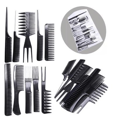 Black Salon Hair Styling Comb Kit, Professional Barber Tools & Hair Styling Essential Black Salon Hair Styling Comb Kit, Professional Barber Tools & Hair Styling Essential