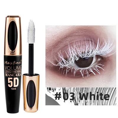 5D Silk Mascara With Big Eyes Silicone Brush Head Multi coloured Priming Waterproof Mascara Long Lasting white