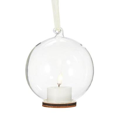RAZ Imports 42921 - 5" x 5.5" Ivory LED Tealights Clear Glass Candle with Timer