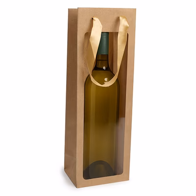 Kraft Gift Merchandise Bag w/ Window 4 15/16