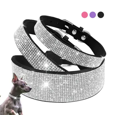 Bling Strass Hund Katze Halsbänder Leder Pet Welpen Kätzchen Kragen Spaziergang Leine Blei Für Small Medium Hunde Katzen Chihuahua Mops yorkie