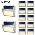 1-12Pack solaire alimenté LED pont lumières LED lampe solaire lumières d'escalier extérieures en acier inoxydable pour jardin arrière-cour Patio mur clôture