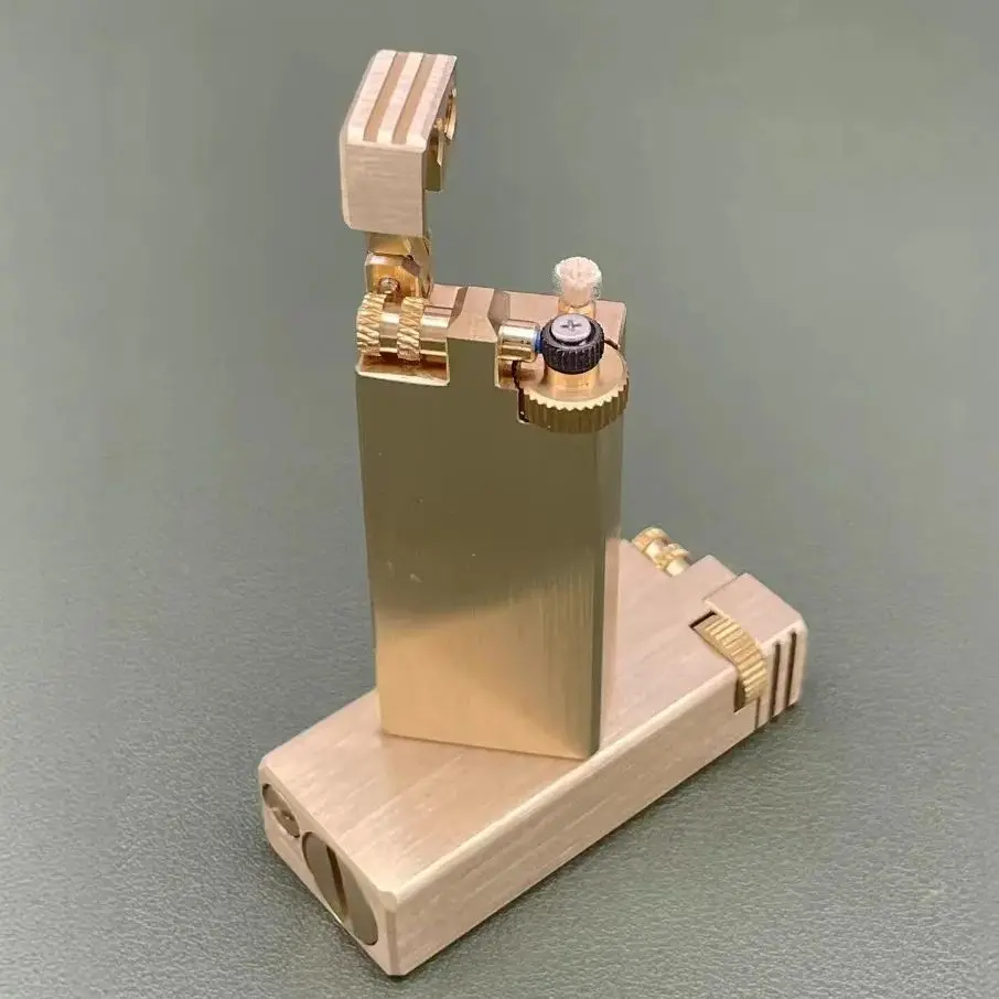 Graben Retro Feuerzeug handgemachte Messing seltene Feuerzeug coole Heizöl Feuerzeug Lift Arm Seite Schiebe Schleifscheibe Herren Retro Geschenk Image