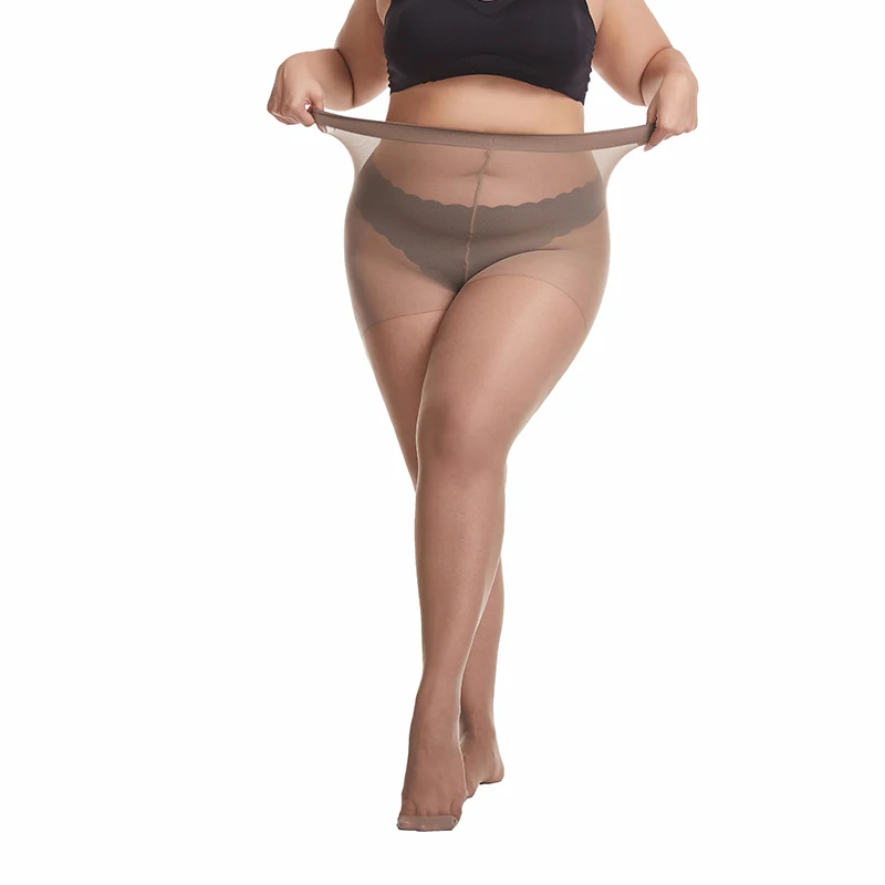 Sommer 20D Ultra dünne durchscheinende Strumpfhosen Große Größe Frauen Große Strumpfhosen Super Elastische Königin Größe Sexy Nylon Plus Größe Strümpfe