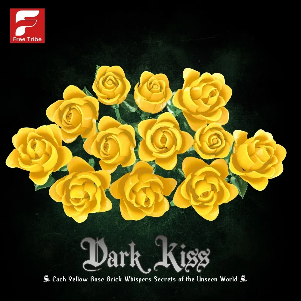 585PCS Gelbe Rose Bausteine Blumenstrauß Modell Ziegel Desktop Dekoration Erwachsene Romantische Urlaub Geschenke Kinder DIY Spielzeug Image