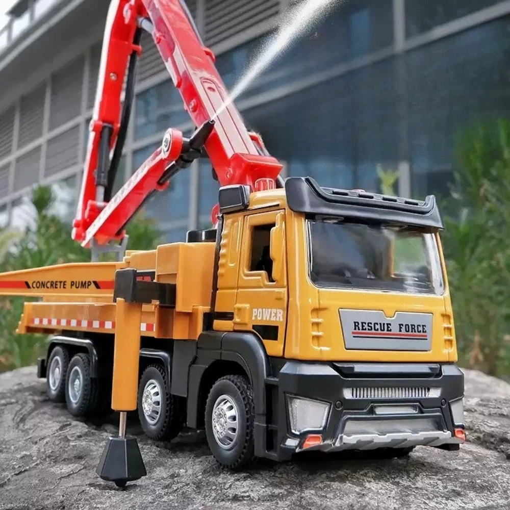 1:32 Zement Pumpe Lkw Legierung Doppel Haken Wrecker Modell Spielzeug Auto Spielzeug Türen Geöffnet Sound Licht Zurückziehen Fahrzeuge kinder Geschenk Image