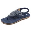 2024 Schuhe für Frauen plus Größe 35-42 Frauen Mode Böhmen flache Sandalen Kristall blume Flip Flop Strand Freizeit schuhe Sandalen