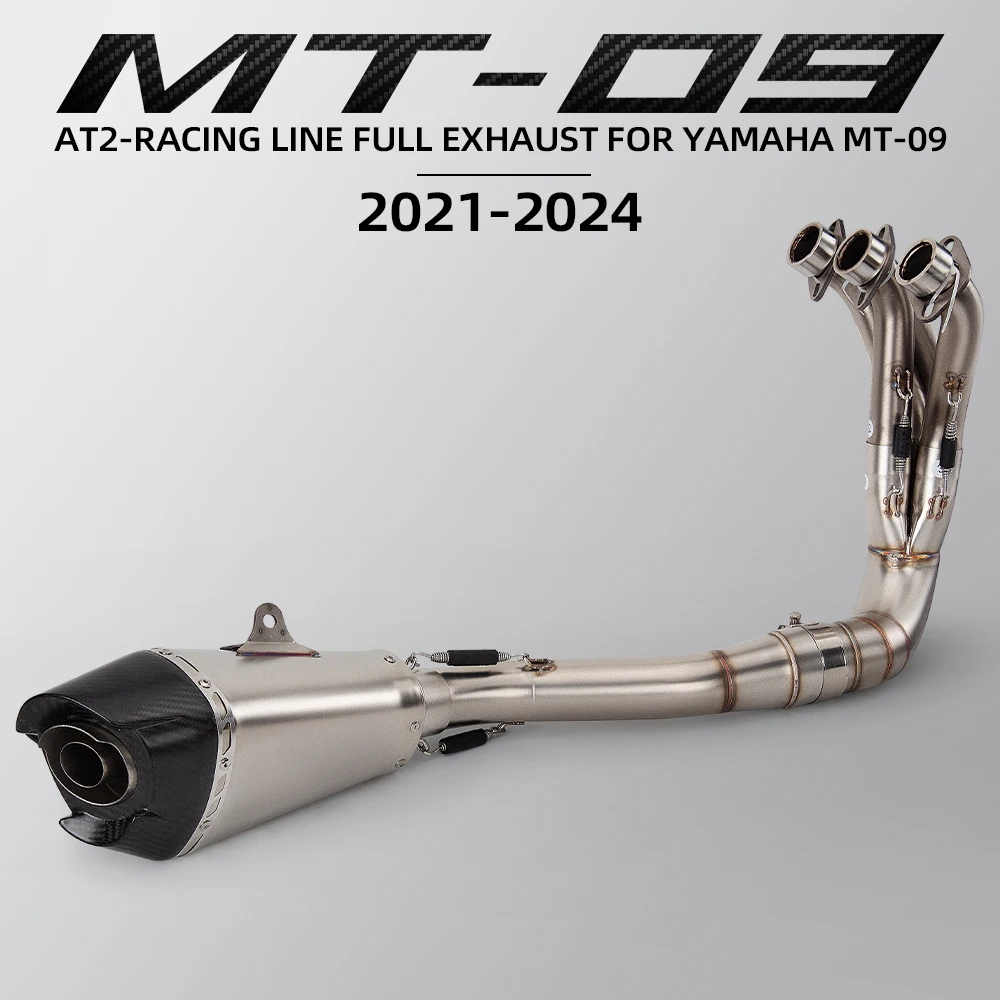 Für R9 MT09 MT09SP FZ09 XSR900 Tracer 9/GT 2021-2026 Race AT2 mit Edelstahl-Schalldämpfer Komplettes Motorrad-Auspuffsystem Vorderrohr Image