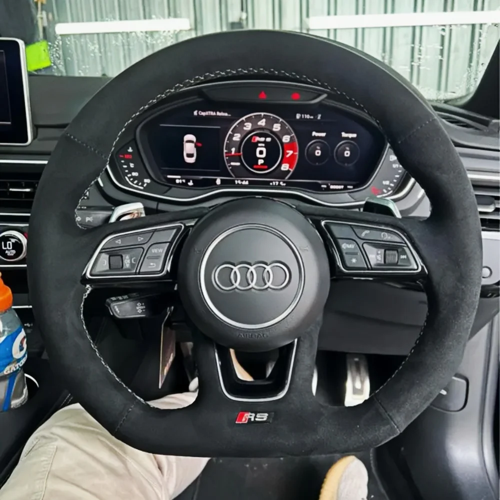 Anpassung Hand Nähen Wildleder Leder Auto Lenkrad Abdeckung Für Audi A1 8X A3 8V S3 A4 B9 S4 A5 RS 3 4 5 SQ2 Q2 2016-2022 Image
