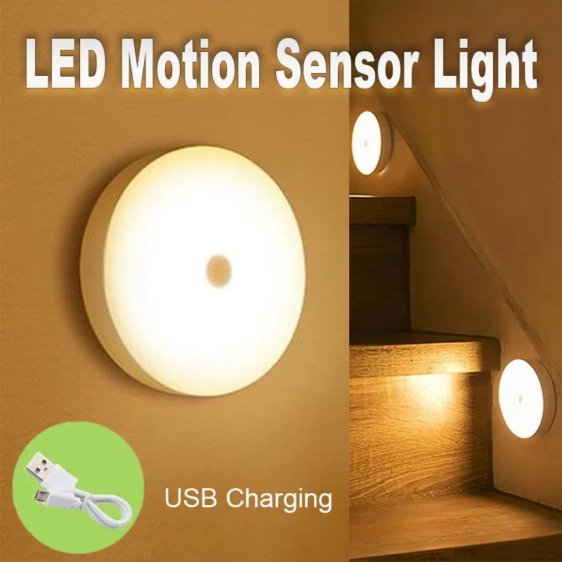 Wiederaufladbares Nachtlicht mit Bewegungsmelder, LED-Schrankleuchte, automatische Wandleuchte, Küche, Schlafzimmer, Badezimmer, Flur, Treppe, Schublade, USB