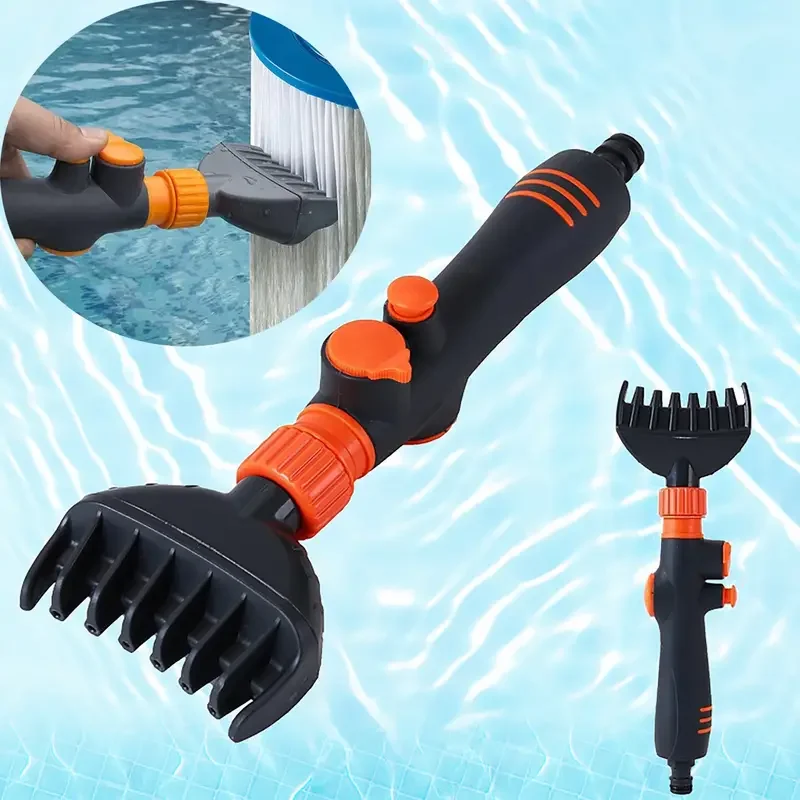 Brosse de nettoyage à main pour piscine, cartouche filtrante ABS pour piscine, cartouche en papier de nettoyage avec connecteur de tuyau