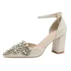 Größe 30-44 Perlen Strass Schnalle Hochzeits schuhe Braut Brautjungfer Schnalle d'orsay & zweiteilige High Heels Damenschuhe
