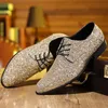 Luxus Männer Kleid Schuhe Gold Silber Pailletten Hochzeit Schuhe Hohe Qualität Lace-Up Oxford Schuhe Mode Designer Männer Wohnungen große Größe
